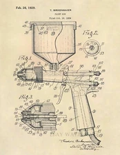 Paint Gun Official US Patent Art Print - Paint Sprayer Auto Body Shop - 569