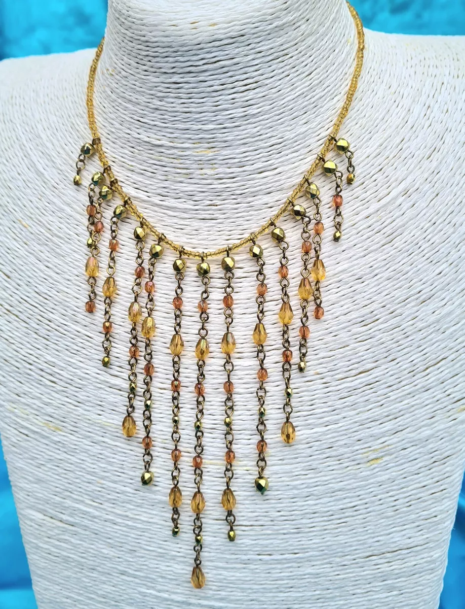 Beaded fringe best sale necklace