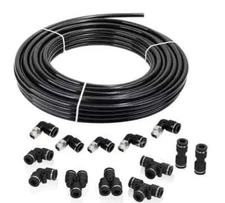 Nylon Air Line Kit 3/8'' OD 25ft Hose 1/4'' NPT Push to Connect Fittings 14Pcs