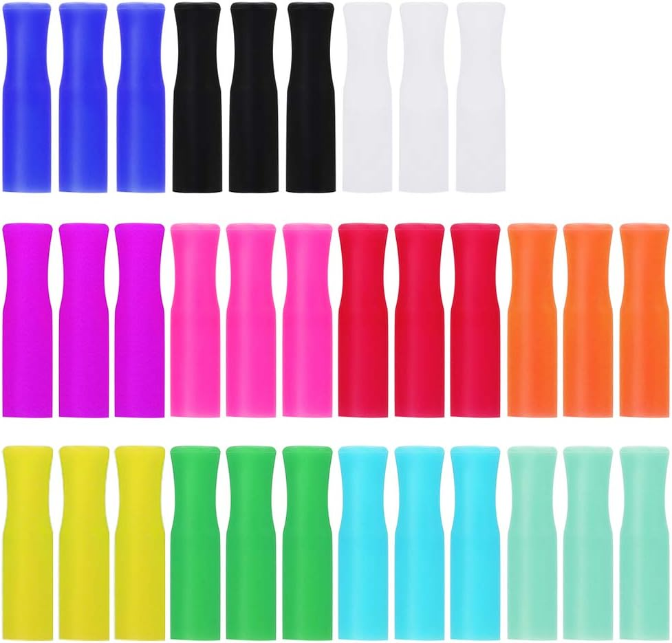 33Pcs Reusable Straws Tips, Silicone Straw Tips, Multi-Color Food Grade Straws T