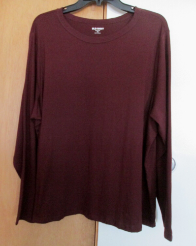 OLD NAVY EveryWear Crew Neck Long-Sleeve Cotton T-Shirt-Raisin Arizona- Size XXL - 第 3/6 張圖片