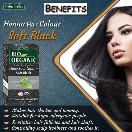Pack of 2 Indus Valley Bio Organic Soft Black Henna Hair Colour 100 gm Each - Picture 5 of 9