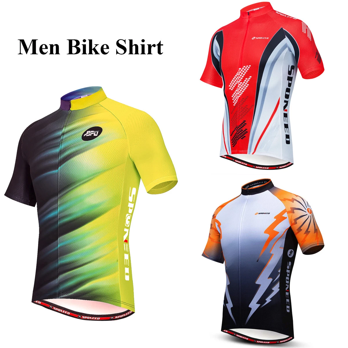 SPONEED Cycling Jersey Men Short Sleeve MTB Road Bike Jersey Pro Cyclist Shirt