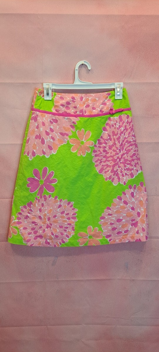 LILLY PULITZER Skirt Lined MultiColor Cotton LINED Mid- Size 2 | eBay