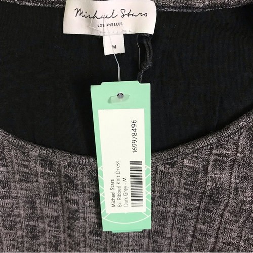 Michael Stars Womens Bri Ribbed Long Sleeve Swing Dress Size M Gray Classic NWT - Picture 10 of 11
