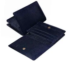 ABYS Genuine Leather RFID Protected Blue Unisex Card Holder