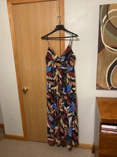 Flying Tomato NWT Large w/Tropical Print Spaghetti Strap Sleeveless Maxi Dress