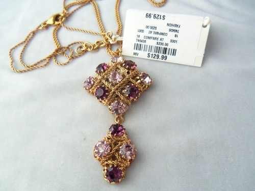 Collana con ciondolo da appendere MONNALUNA colore ametista chiaro e scuro strass - Foto 4 di 11