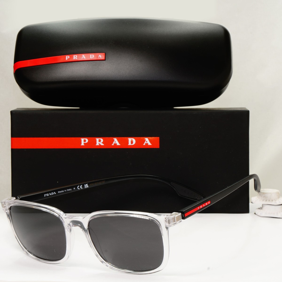 Prada Sunglasses Crystal Black Square Transparent PS05MV VPS 05M