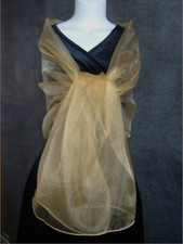 GOLD  Organza, Shawl, Scarf, Wedding, Bridesmaid, Prom, Party Stole, Wrap UK