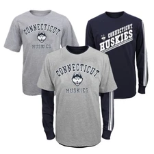 Connecticut Huskies Boys Navy/Grey "Classic Fade" Long Sleeve/Short Shirt Set