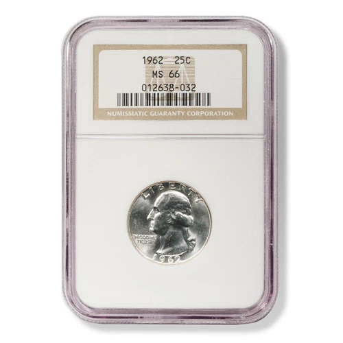 1962 U.S. Silver Washington Quarter Graded by NGC as MS-66.
