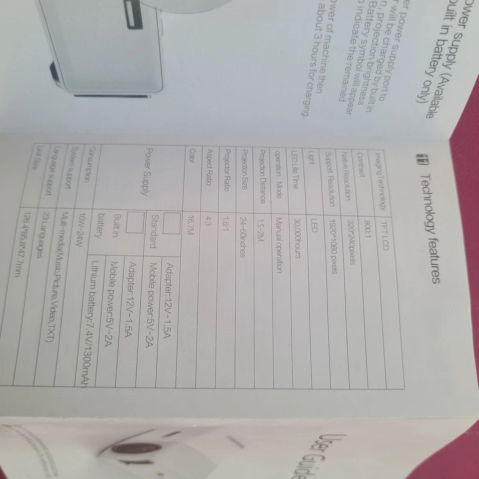 LED unbranded Pocket Projector 960x540 qHD HDMI, USB, & Micro SD Inputs - Image 3 of 4