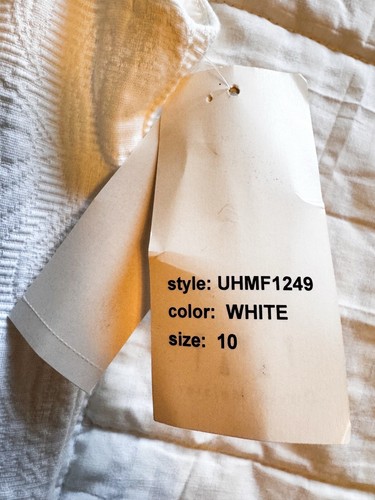 David Meister White Cotton Dress Size 10 Textured Fully Lined NWT Made in USA - Picture 11 of 13