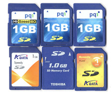 Lot Of 6x PQI / ADATA / Toshiba 1GB SD Camera Memory Cards