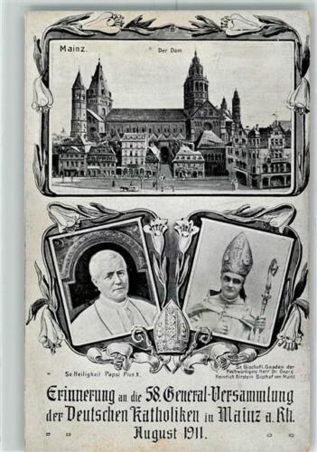 13421198 - 6500 Mainz 58. Assemblea generale dei cattolici 1911 cartolina Art Nouveau - Foto 1 di 2