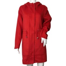 Desigual Women’s Wool Hooded Coat Lenzy Red Reversible Pink Sz 38