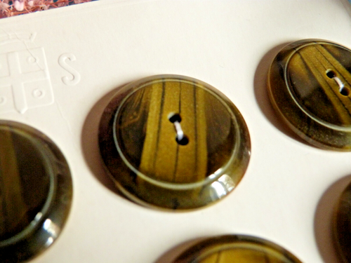 102 / Splendid Plate 12 Buttons Khaki Retro Button B S FRANCE Vintage - Picture 5 of 6