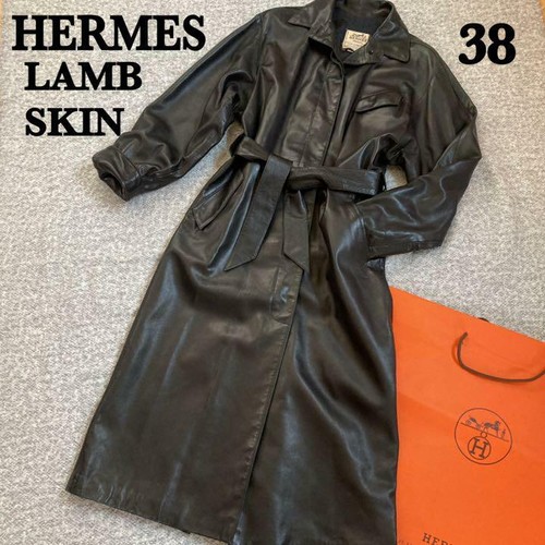 Used Hermes All Leather Long Coat Women 