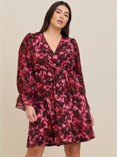 Torrid Dress Studio Knit Black Pink Floral NWT New 3X