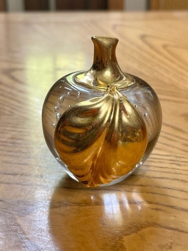 MANZANA DE CRISTAL DE ABEDUL VINTAGE CON HOJA Y TALLO DE ACENTO DORADO - Imagen 4 de 6
