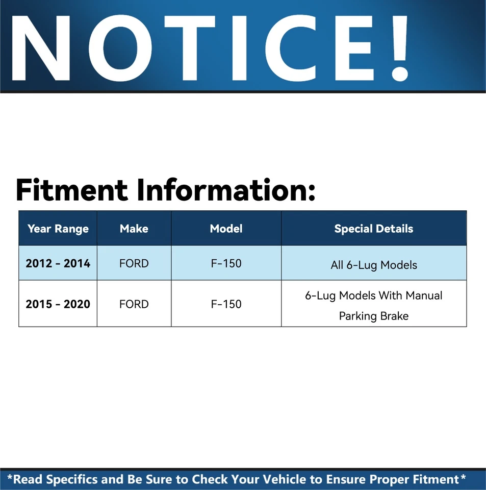 Pastilhas de freio de cerâmica 6 porcas rotores de disco dianteiros e traseiros para 2012 - 2020 Ford F-150 - Imagem 3 de 4