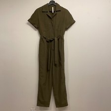 Aritzia The Group By Babaton Ronnie Green Utility Short Sleeve Jumpsuit Size XXS