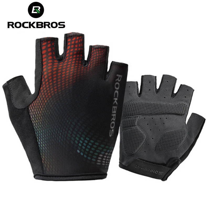 ROCKBROS Carretera Bicicleta de Montaña Ciclismo Medio Dedo Guantes Bicicleta Montar Sin Dedos Foto 2 de 4