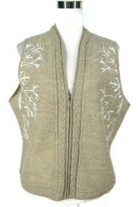 Coldwater Creek Sweater Vest L Beige Boiled Wool & Embroidery Snowflake Large | eBay