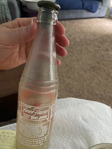 vintage Hires root beer glass bottle with a laundry sprinkler bottle top - Picture 8 of 9