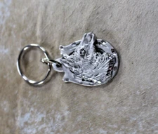 Llama Key Ring 2 x 1.50 in Horseshoe Diamond cut Pewter Handcrafted