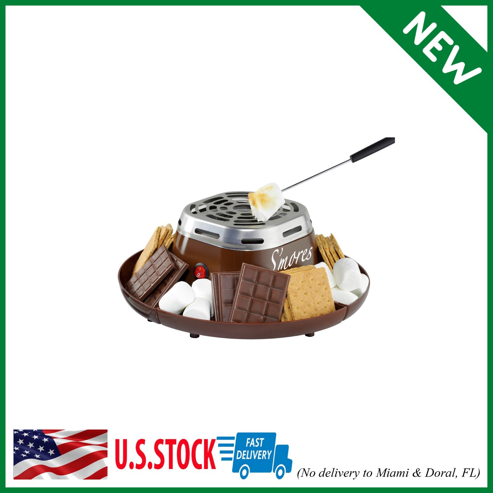 Nostalgia Indoor Electric Stainless Steel S'mores Maker with 4 Compartment