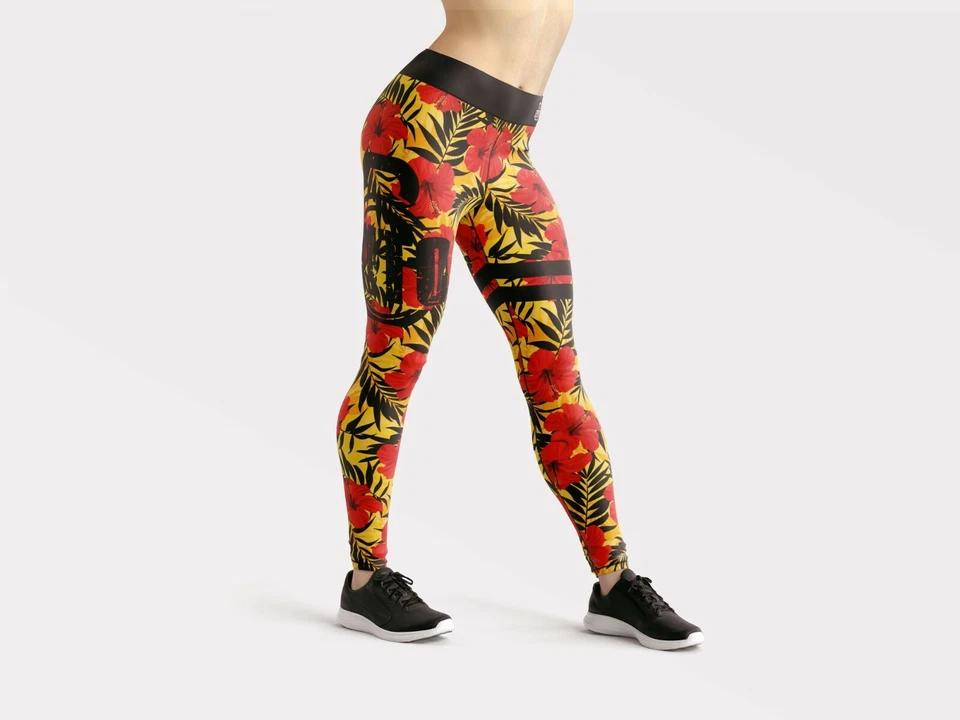 Women High-Waisted Yoga Leggings Gym Pants Stretch Workout Set Running Tropical - Image 2 of 4