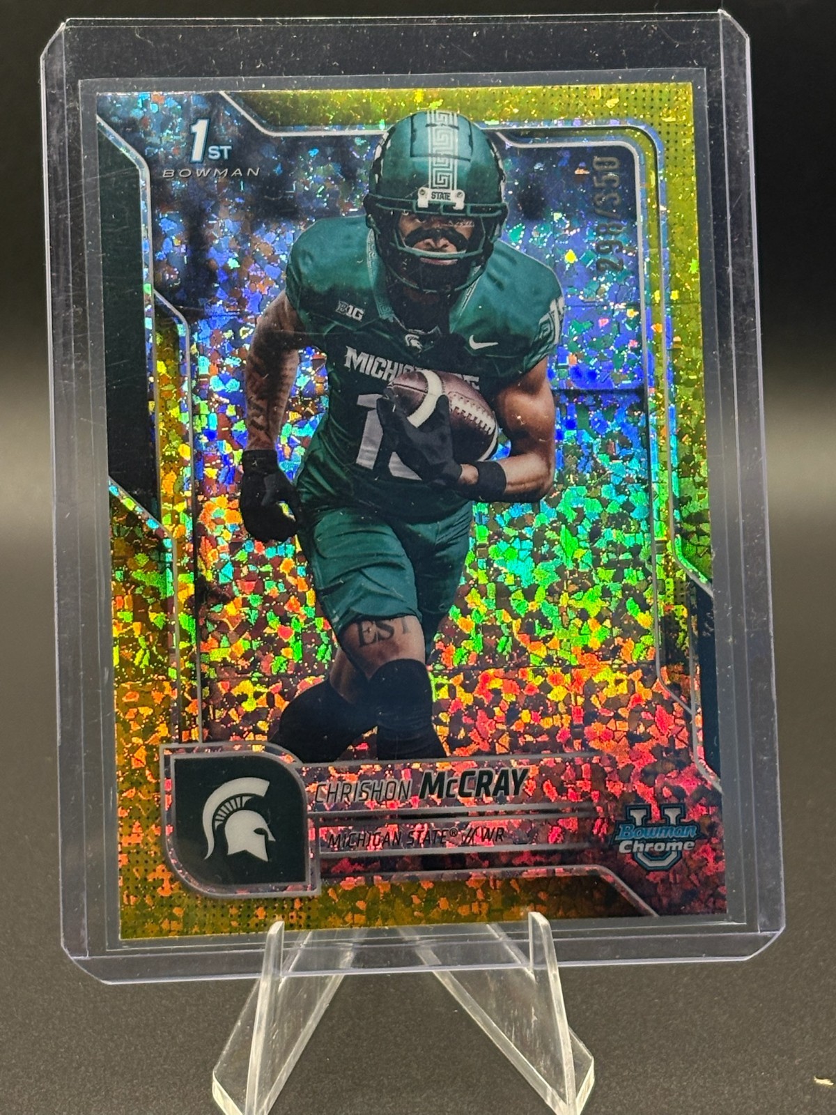 Chrishon McCray 2025 Bowman University Chrome #155 Yellow Mini-Diamond /350