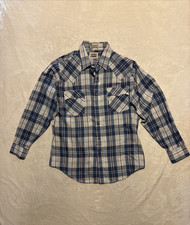 VTG Levi Strauss Western Shirt Blue Plaid Mens L Multicolor Pearl Snap WPL 423