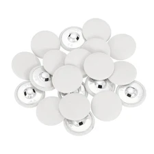 20Pcs Fabric Cloth Covered Button, 28mm 44L Metal Shank Buttons, White