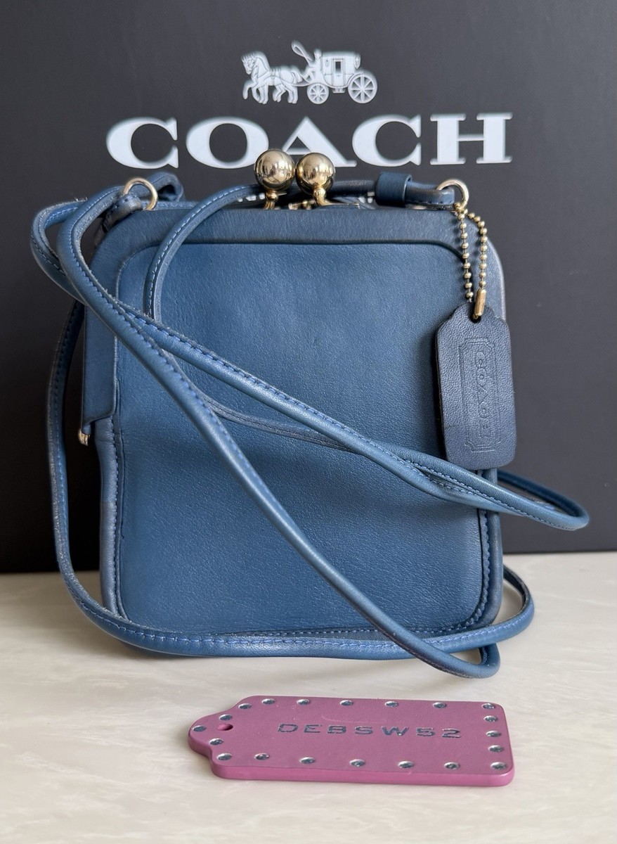 COACH VINTAGE BLUE DOUBLE FRAME KISSLOCK SWING BAG 80'S | eBay