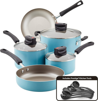 Smart Control Nonstick Cookware Pots and Pans Set, 14 Piece, Aqua