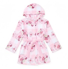 Strawberry Shortcake Girls Soft Fleece Hooded Character Checkered Print Bathrobe