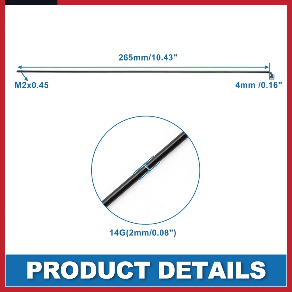 Radios Bicicleta Bicicleta 14G 265MM Bicicleta Montaña Radios Acero Negro 36 Piezas Foto 3 de 4