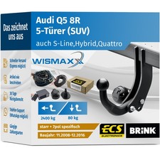 ANHÄNGERKUPPLUNG für Audi Q5 8R 8R 08-16 starr BRINK +7polig E-Satz ECS