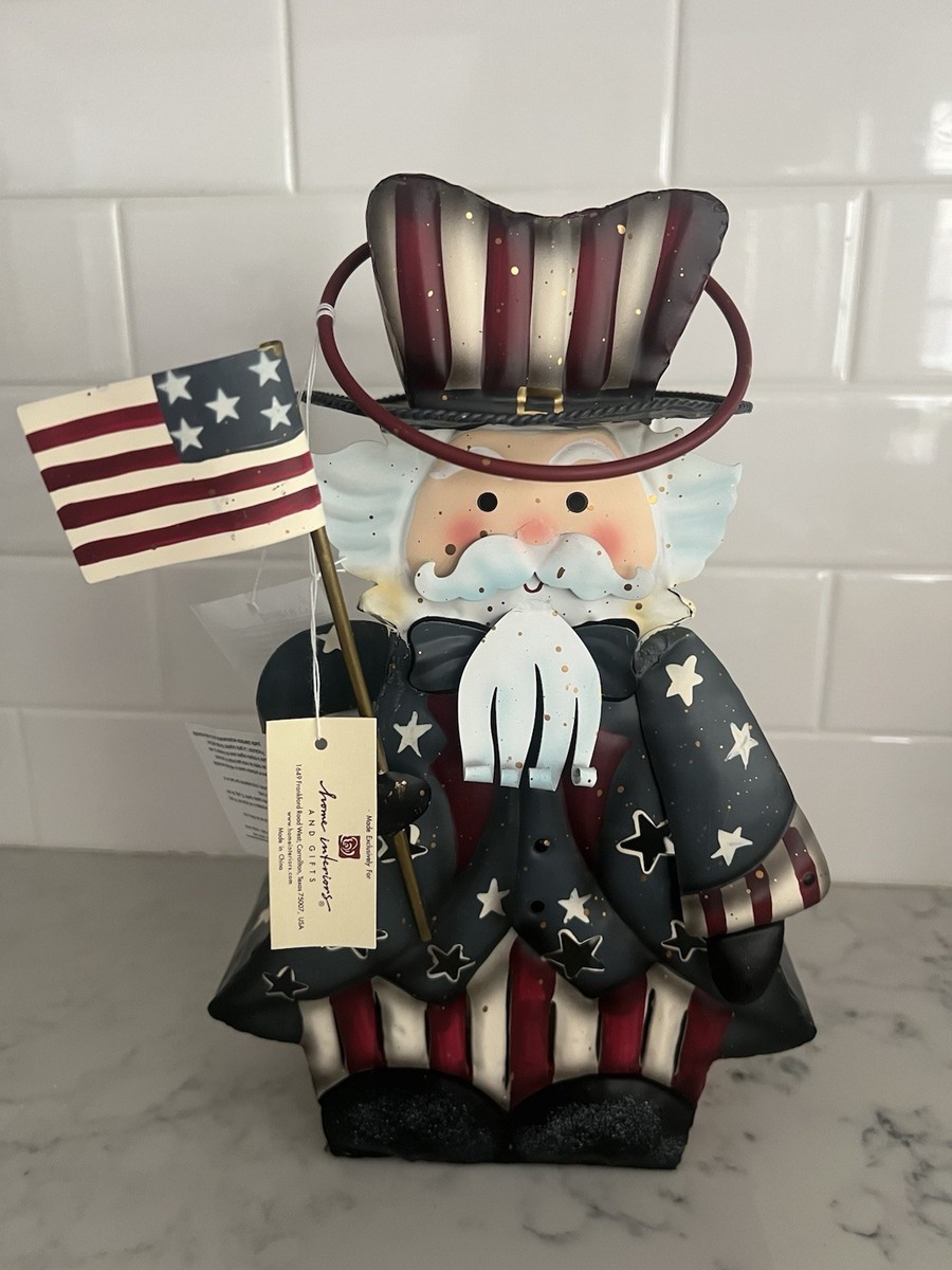のん NEW Home Interiors Americana Uncle Sam Tin Lantern Candle Holder