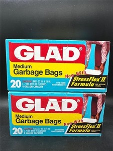 Vtg NOS Glad Large Kitchen Garbage Bags Trash 2 Boxes of 20 Movie Prop 80's