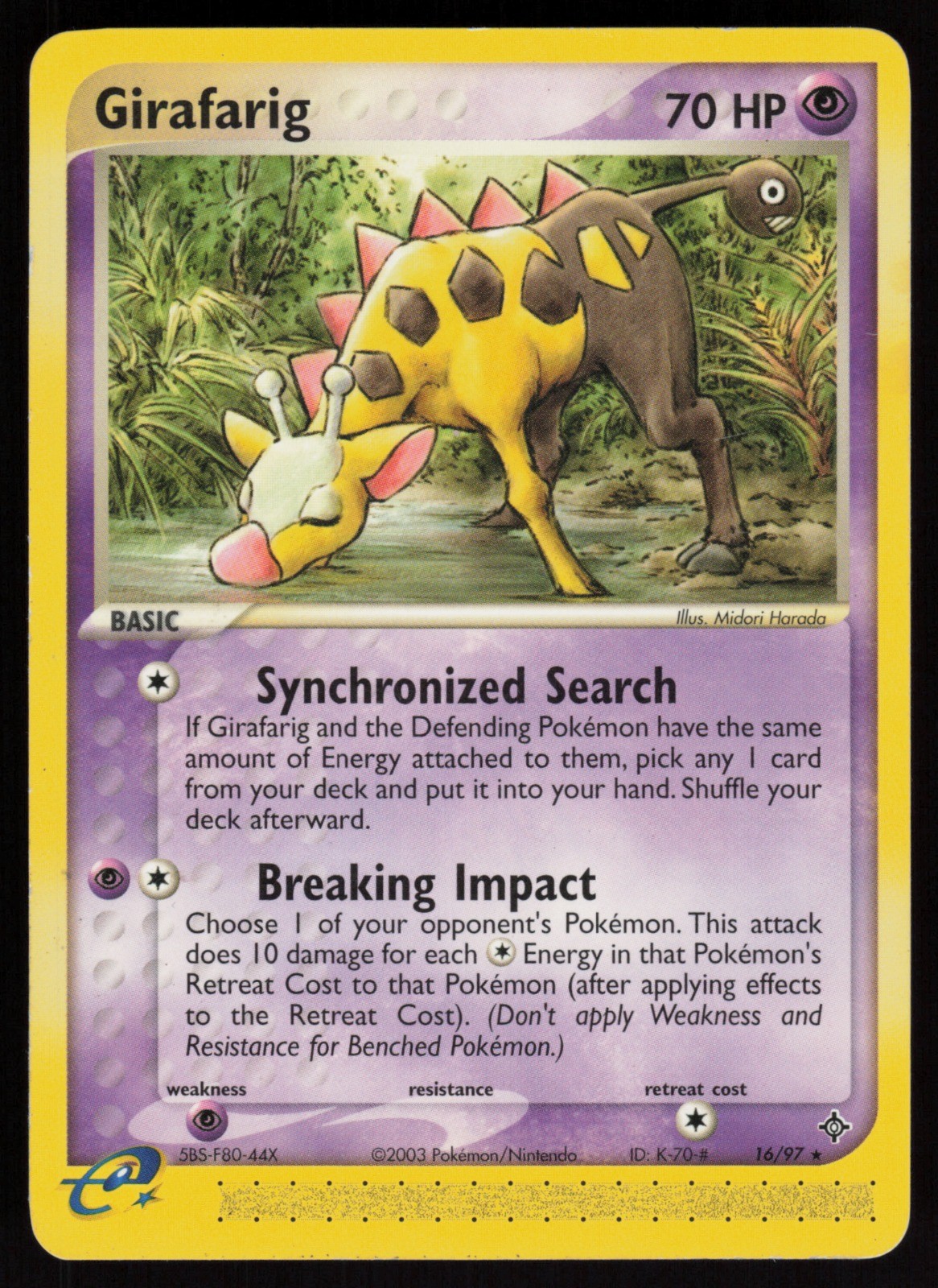 E-Reader Girafarig 16/97 Dragon Midori Harada Pokemon TCG Card