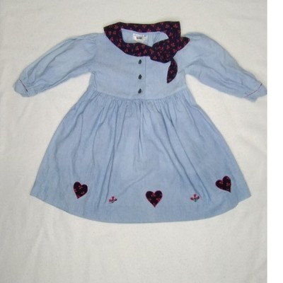 Eagle's Eye Kids Girls Valentine Heart Dress Blue Cotton Size 4/5