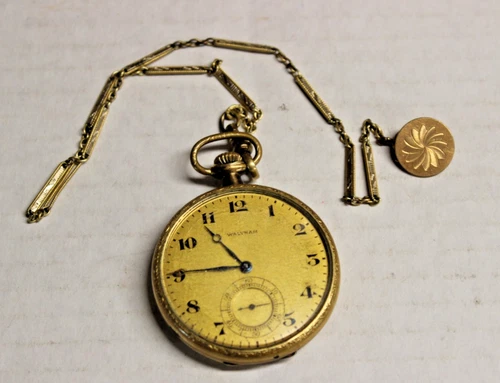 Antique Waltham Pocket Watch 14k Gold Filled Specter Case & Fob Needs Repair