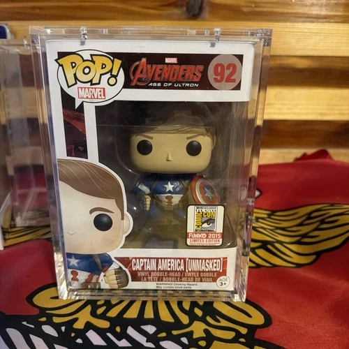 Funko Pop Marvel UNMASKED CAPTAIN AMERICA SDCC Exclusive #92 NM free armor
