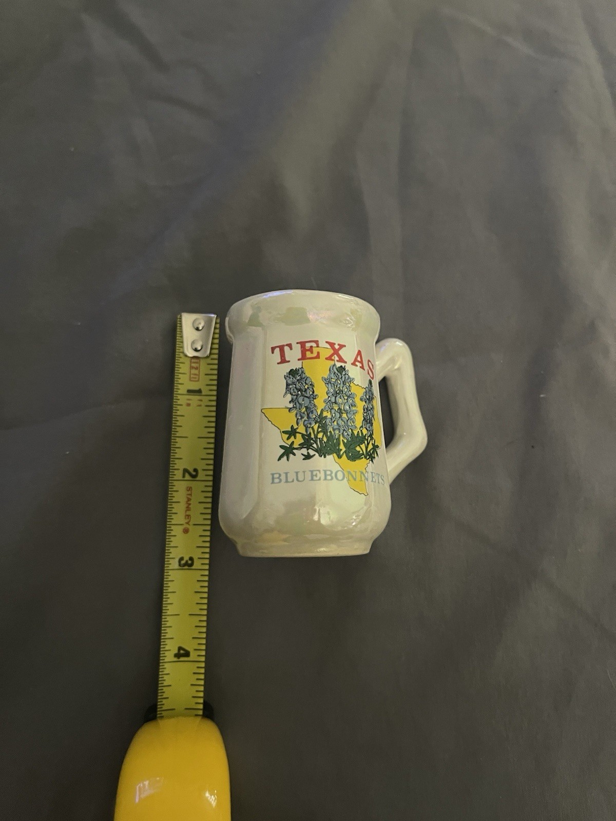 Texas Bluebonnets Souvenir Mini Mug White Ceramic Painted Floral Design