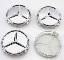 Set of 4 75mm Wheel Center Caps Hubcaps Emblem Chrome Silver for Merced es Benz