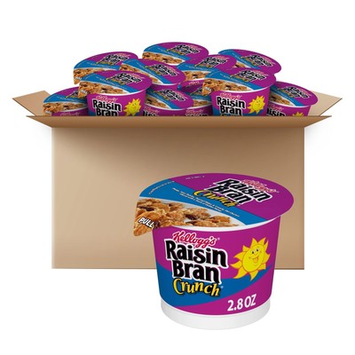 Kellogg's Raisin Bran Crunch Cereal in a Cup - High Fiber Breakfast,